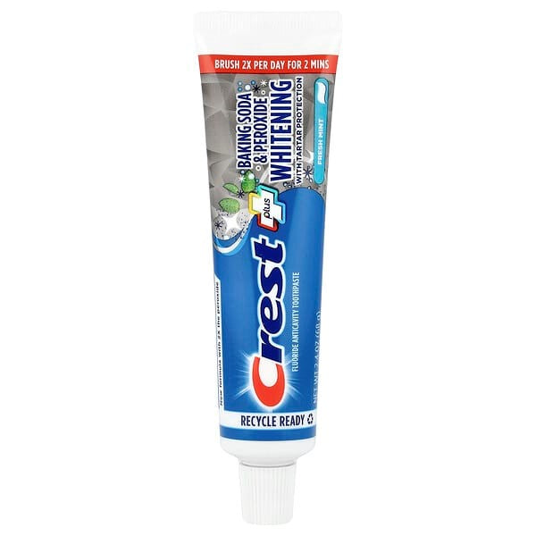 Crest, Plus, Baking Soda & Peroxide Whitening Fluoride Toothpaste, Fresh Mint 68 g
