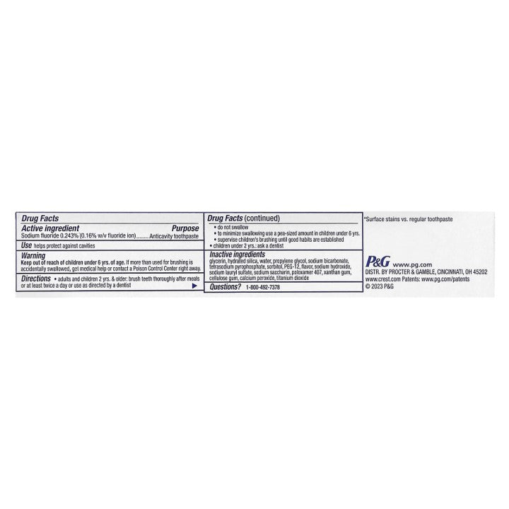 Crest, Plus, Baking Soda & Peroxide Whitening Fluoride Toothpaste, Fresh Mint 68 g