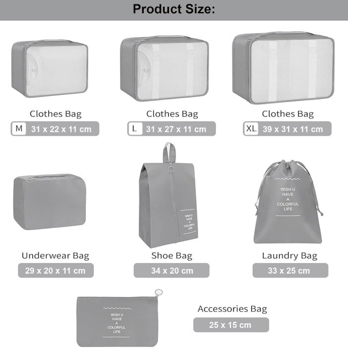 Lazer Polyester Travel Organizer Bag set of 7